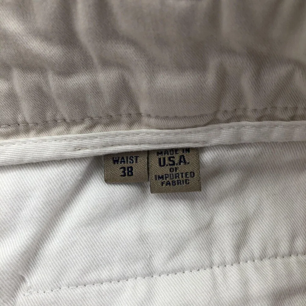 Bills Khakis Pants Mens 38 White Canvas Relaxed Straight Cuffed Casual USA